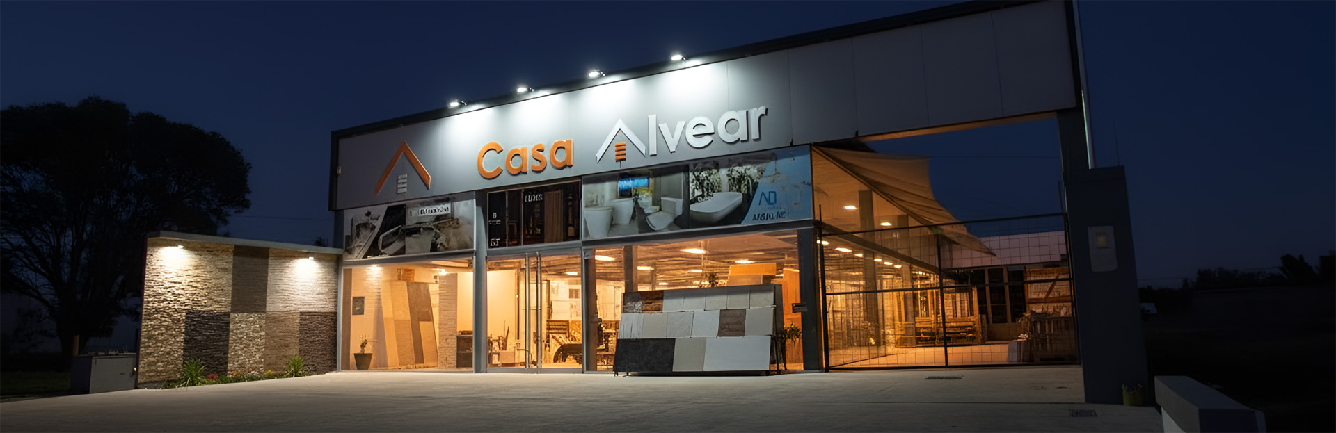 casa alvear - frente de noche IA